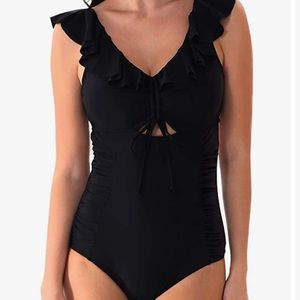 YOLIPULI Monokini Swimsuit Flounce Ruffled Swim L